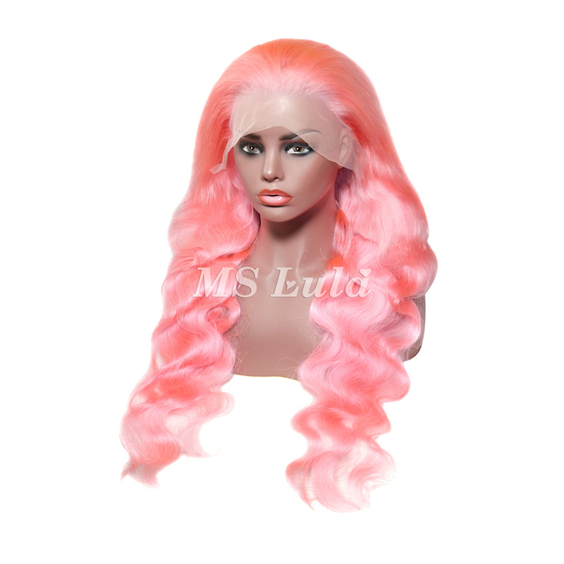 Pink Color 13x4 Transparent Lace Front Wigs Body Wave - 图片 5